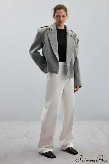 Peak Lapel Blazer Style Wool Loose Coat