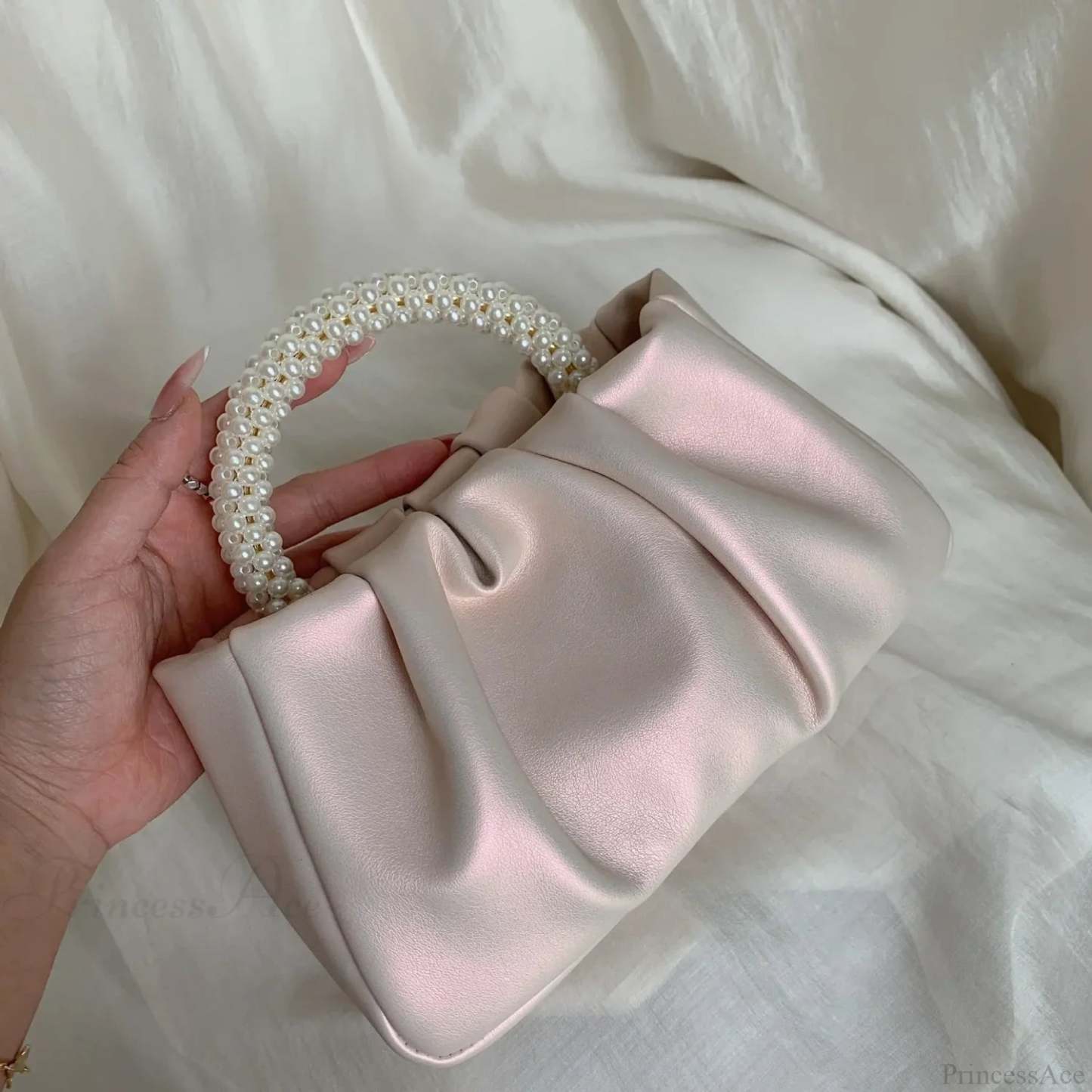 Pearl Handle Dinner Clutch Handbag Pink handbag-250126