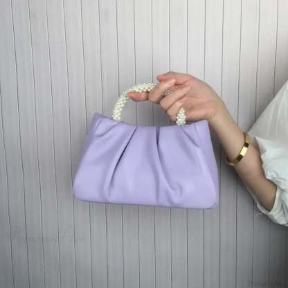 Pearl Handle Dinner Clutch Handbag Purple handbag-250126