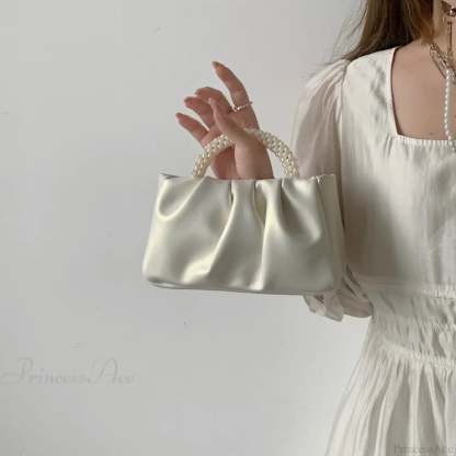 Pearl Handle Dinner Clutch Handbag White handbag-250126