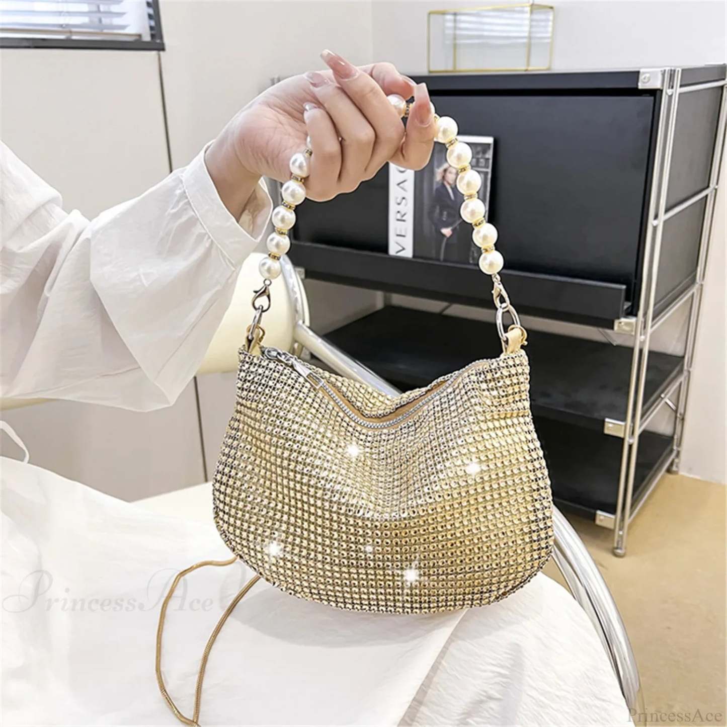 Pearl Rhinestone Delicate Shoulder Bag Party Handbag handbag-250126
