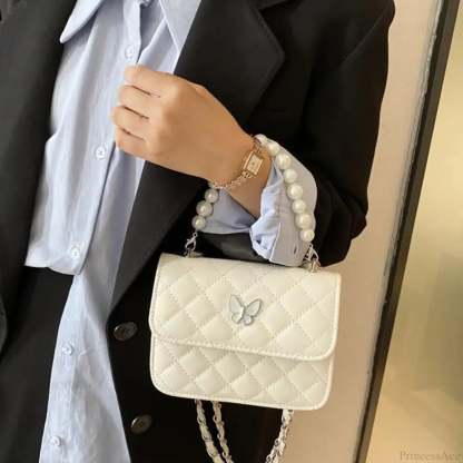 Pearl Shoulder Handbag PU Leather All-Match Tote handbag-250126