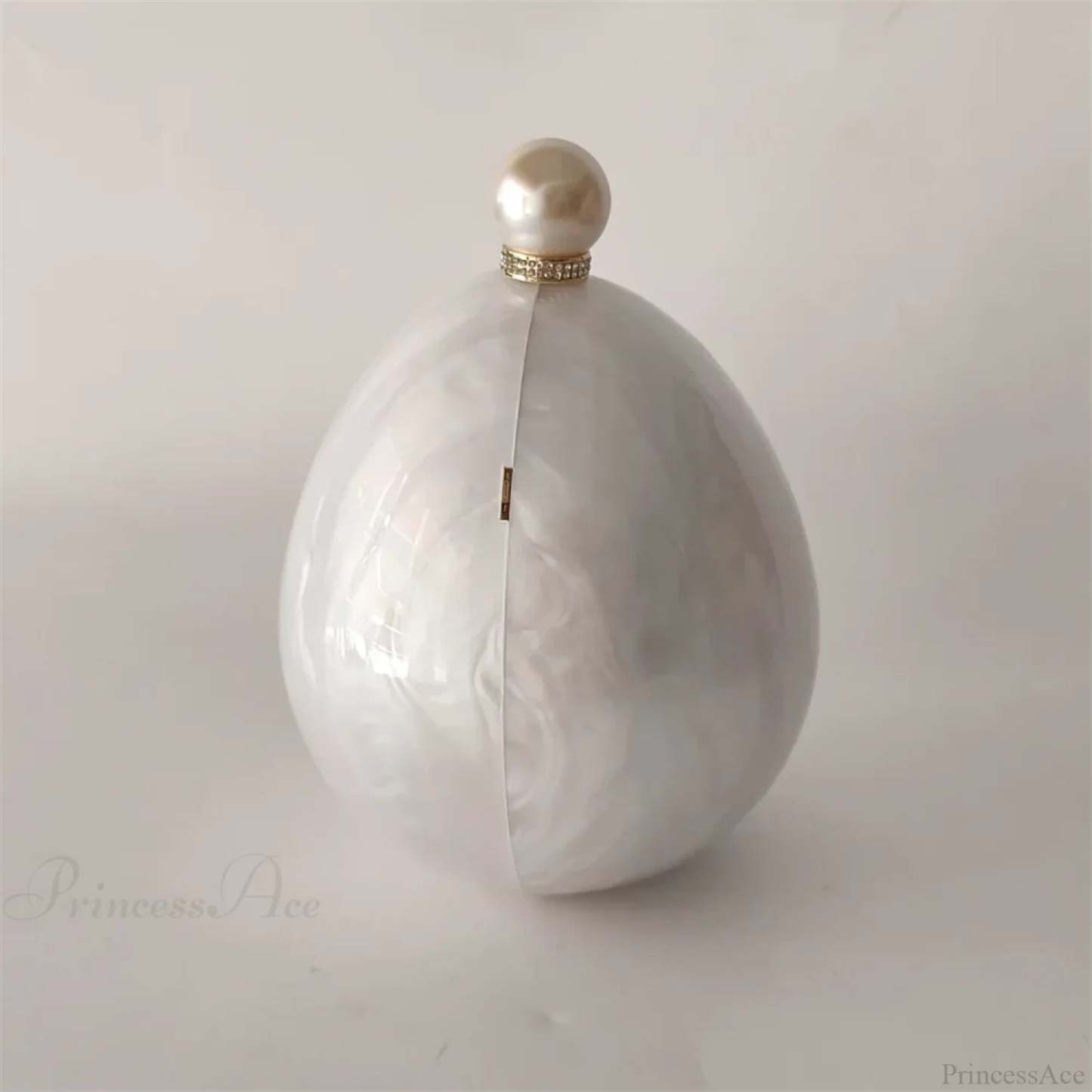 Pearl White Egg Acrylic Box Oval Bridal Messenger Clutch Bag clutchbag-250126