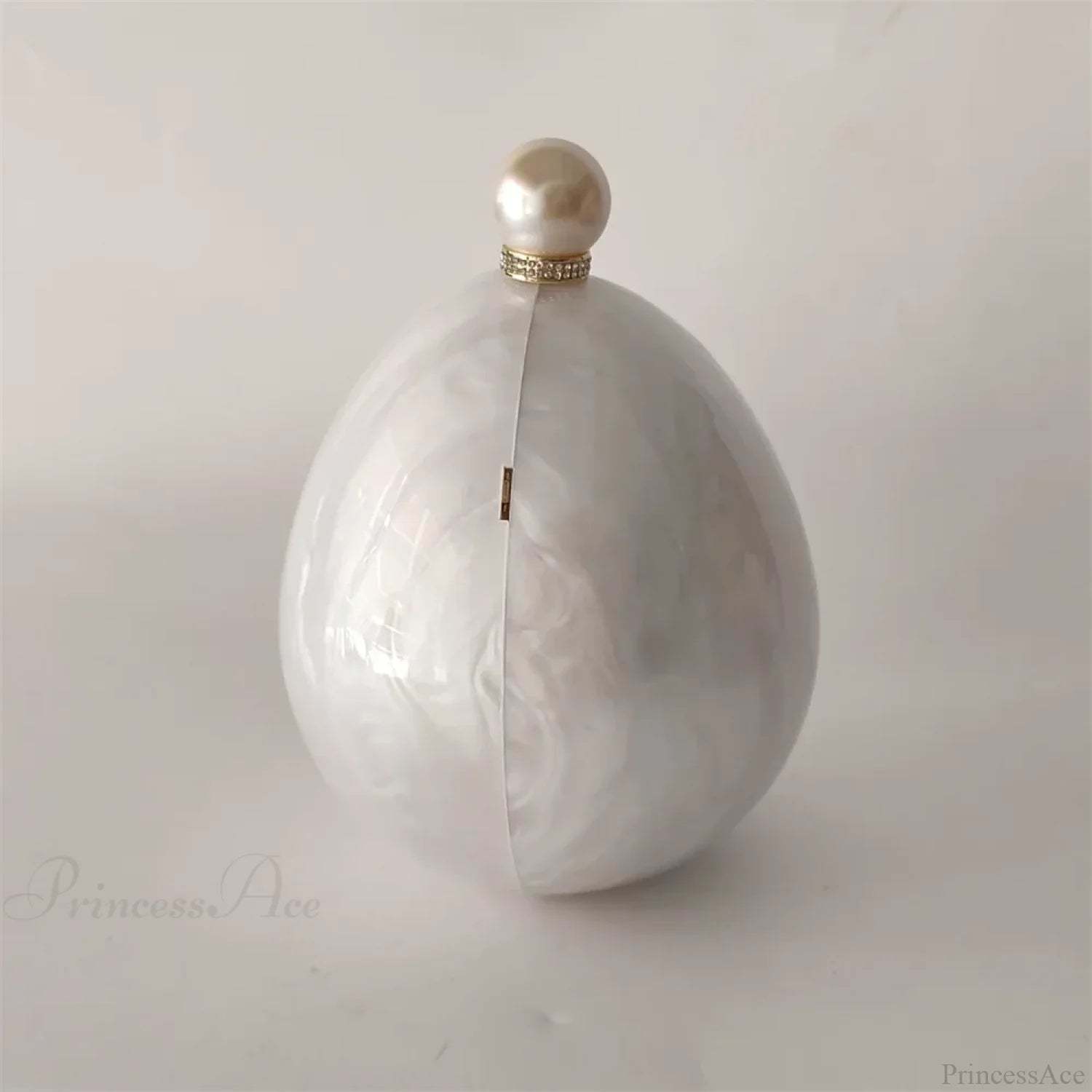 Pearl White Egg Acrylic Box Oval Bridal Messenger Clutch Bag clutchbag-250126
