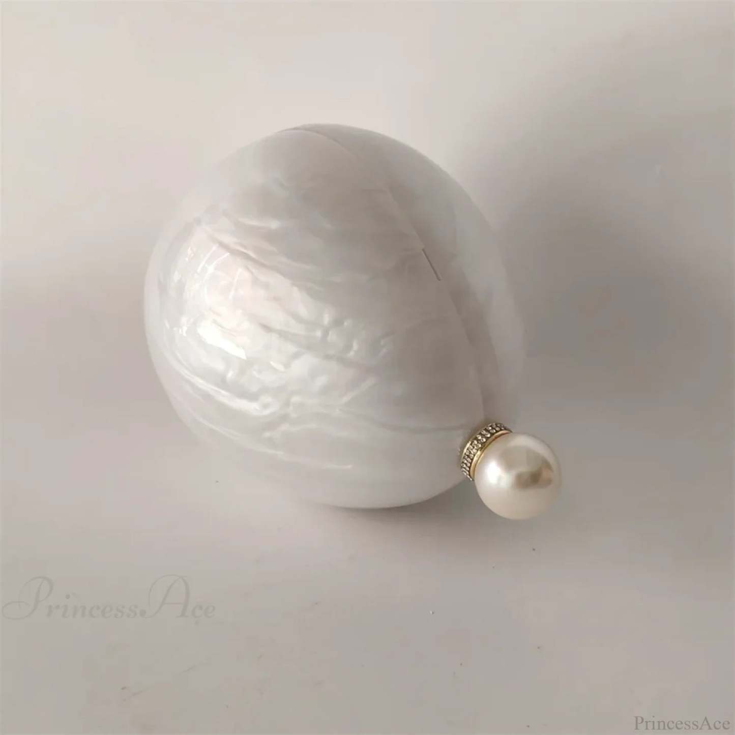 Pearl White Egg Acrylic Box Oval Bridal Messenger Clutch Bag clutchbag-250126