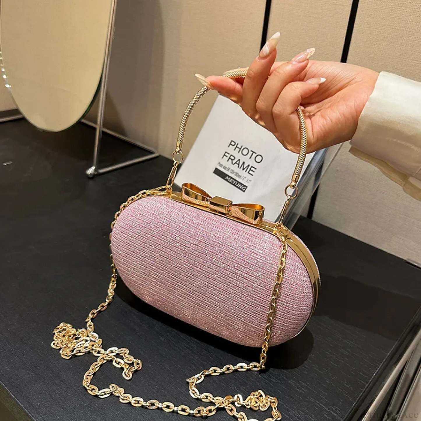 Pink Bling Sequins Evening Designer Luxury Crossbody Clutch Bag clutchbag-250126