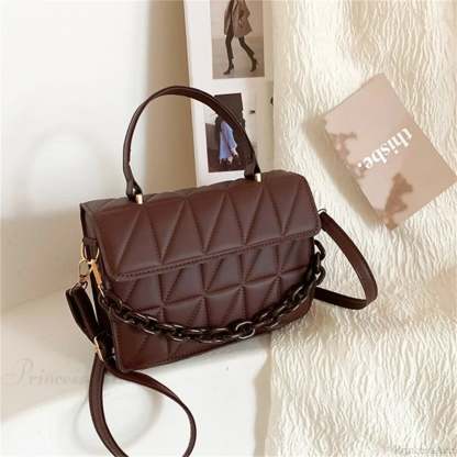 Fashion PU Leather Square Crossbody Handbag Coffee handbag-250126