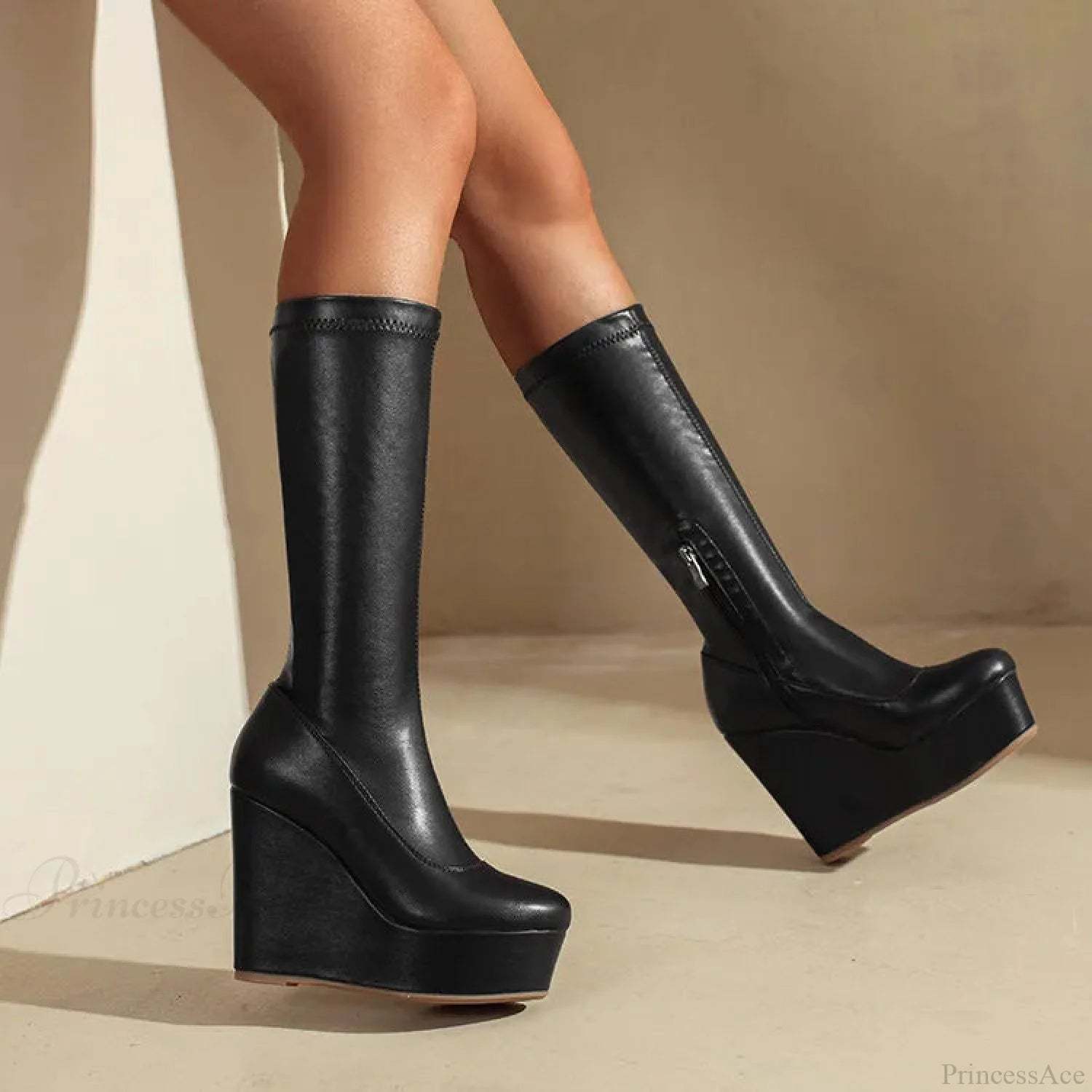 Platform Ramps Mid Calf Gothic Informal Boot
