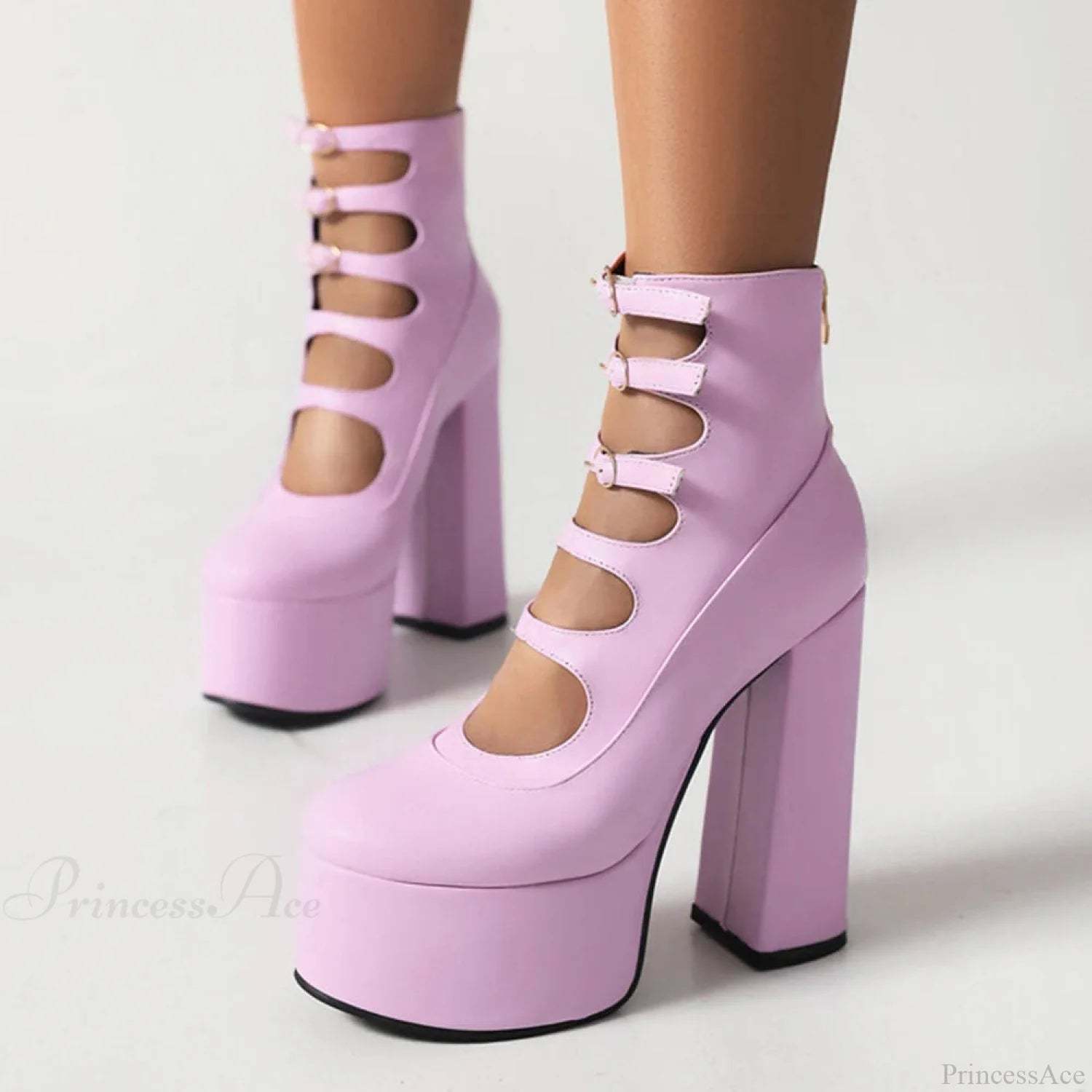 Platform Tall Heels Summer Cutout Dark Boot