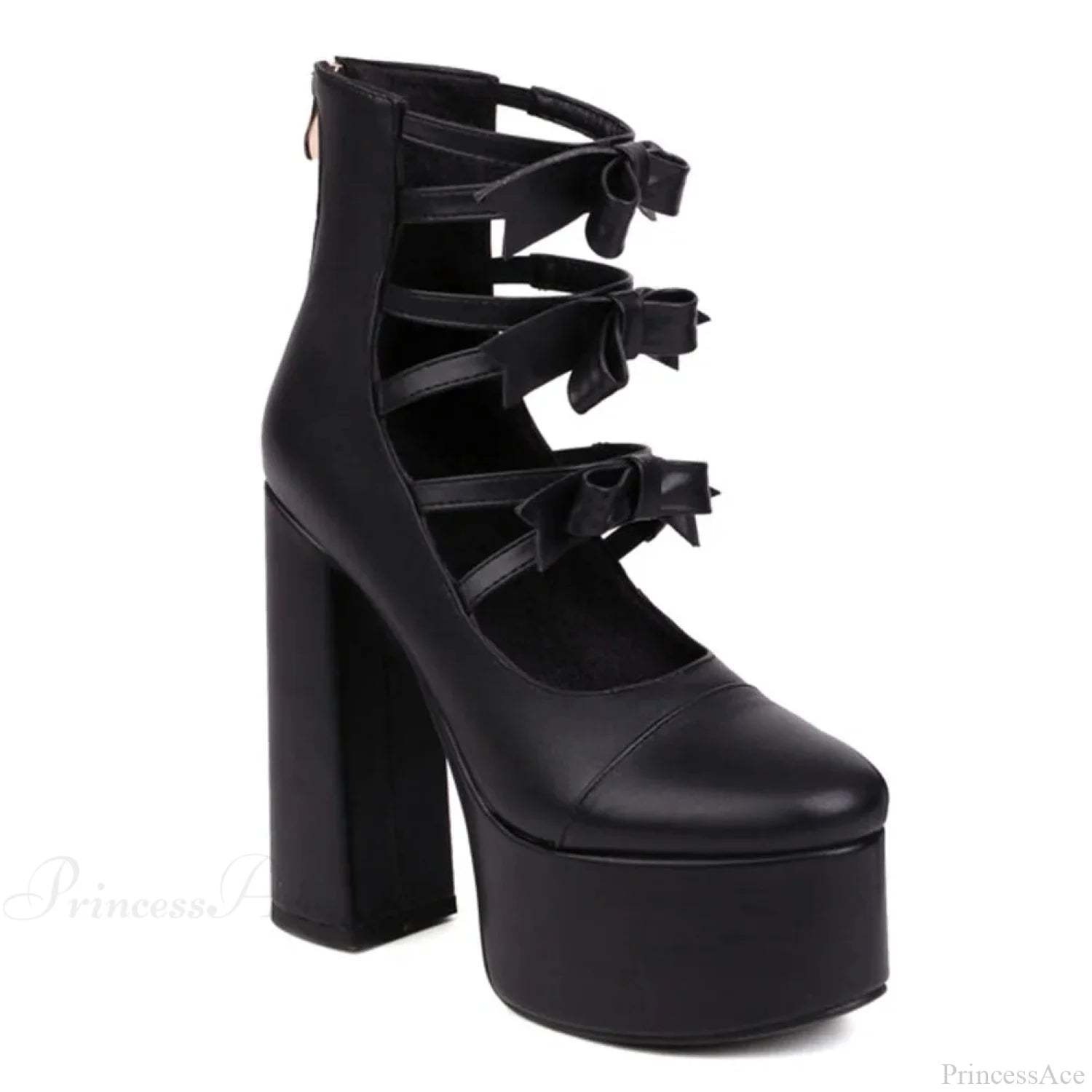 Platform Tall Heels Summer Cutout Dark Boot black A / 4