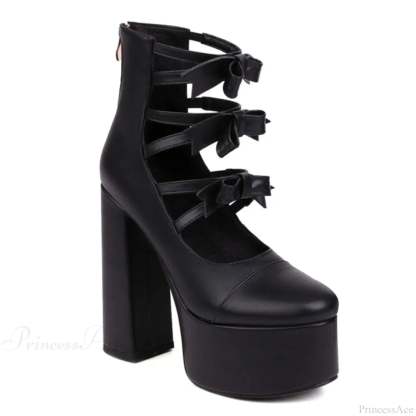 Platform Tall Heels Summer Cutout Dark Boot black A / 4
