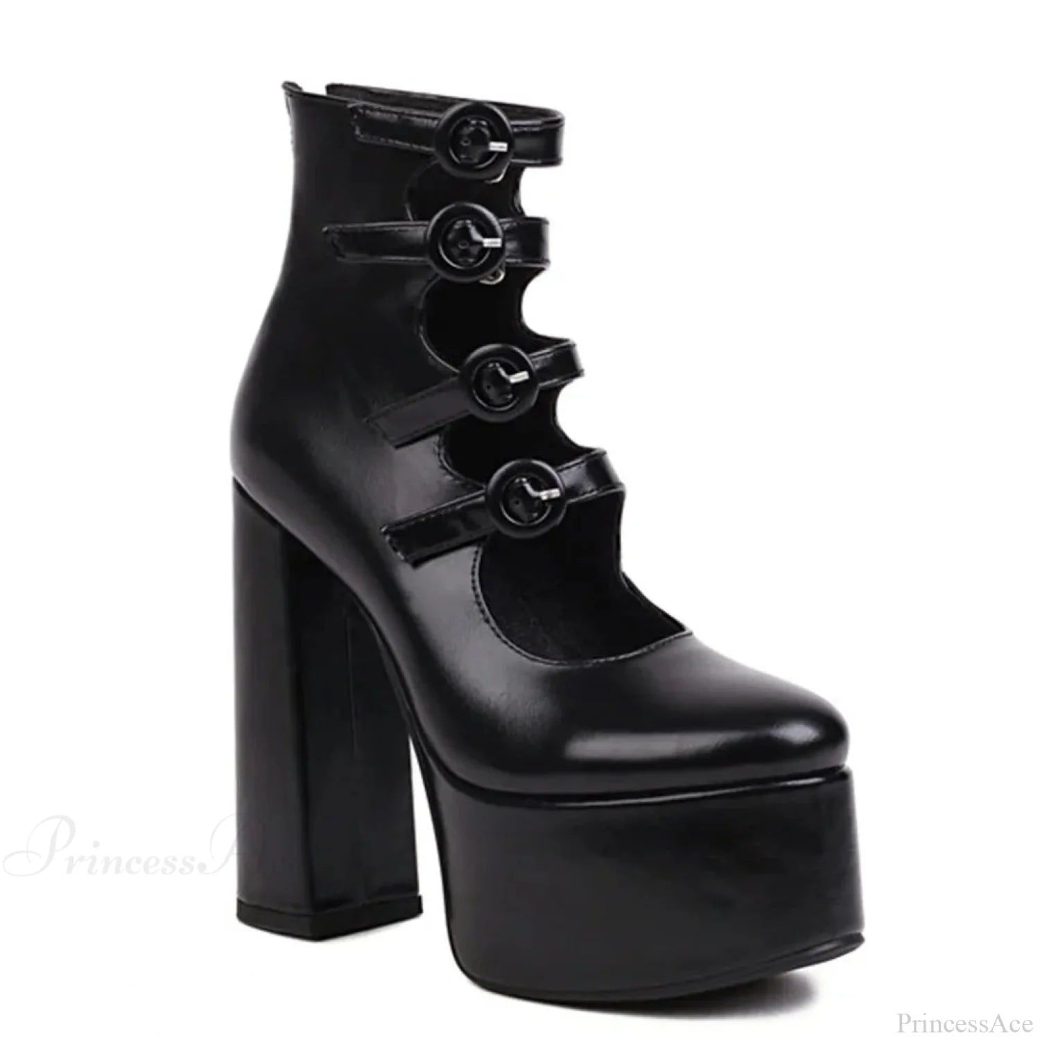Platform Tall Heels Summer Cutout Dark Boot black B / 4