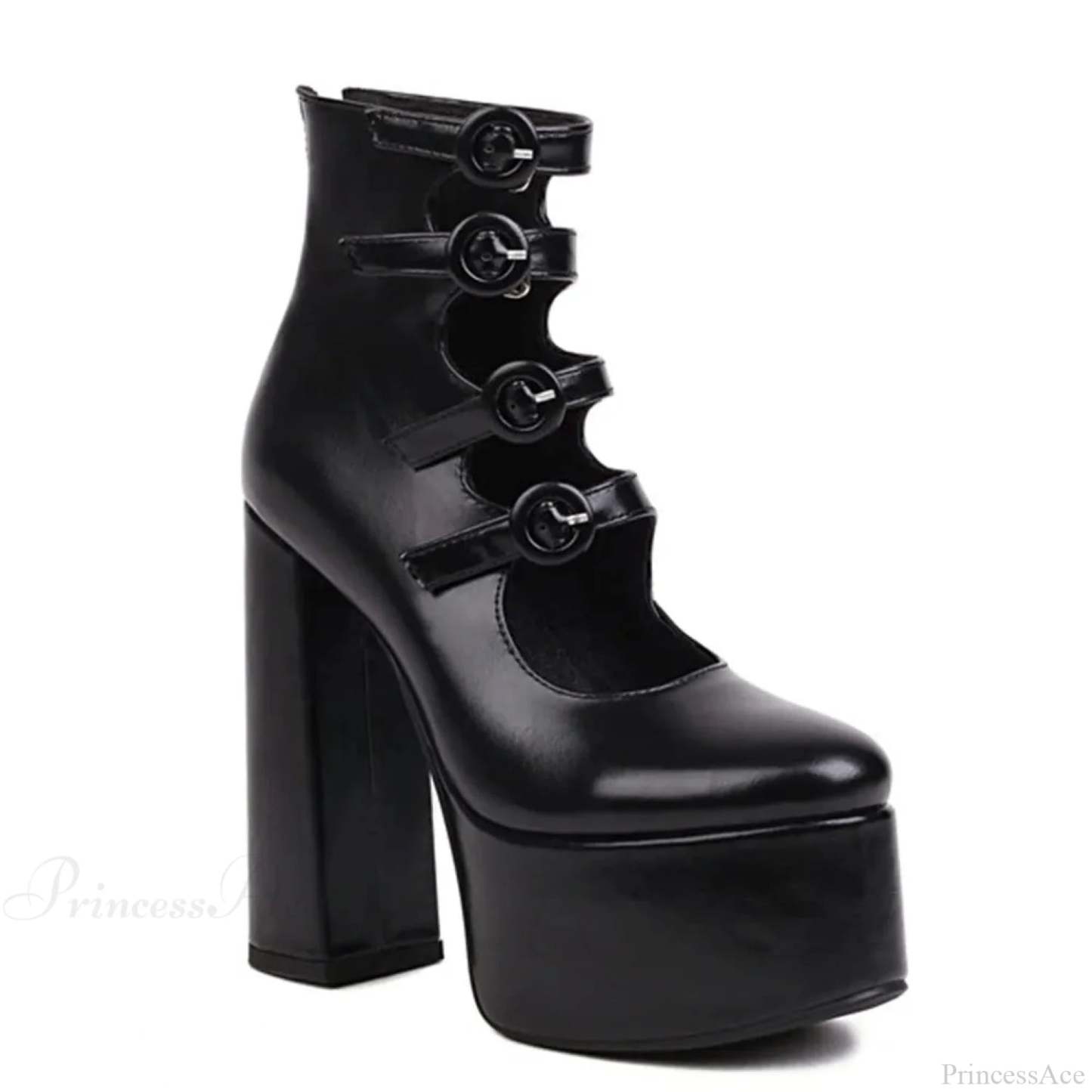 Platform Tall Heels Summer Cutout Dark Boot black B / 4