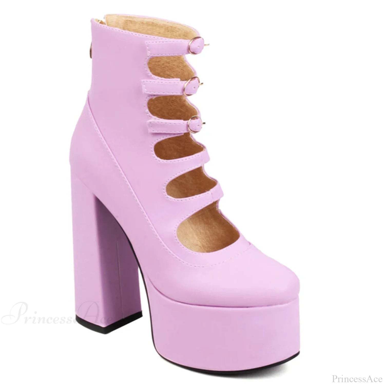 Platform Tall Heels Summer Cutout Dark Boot purple C / 4