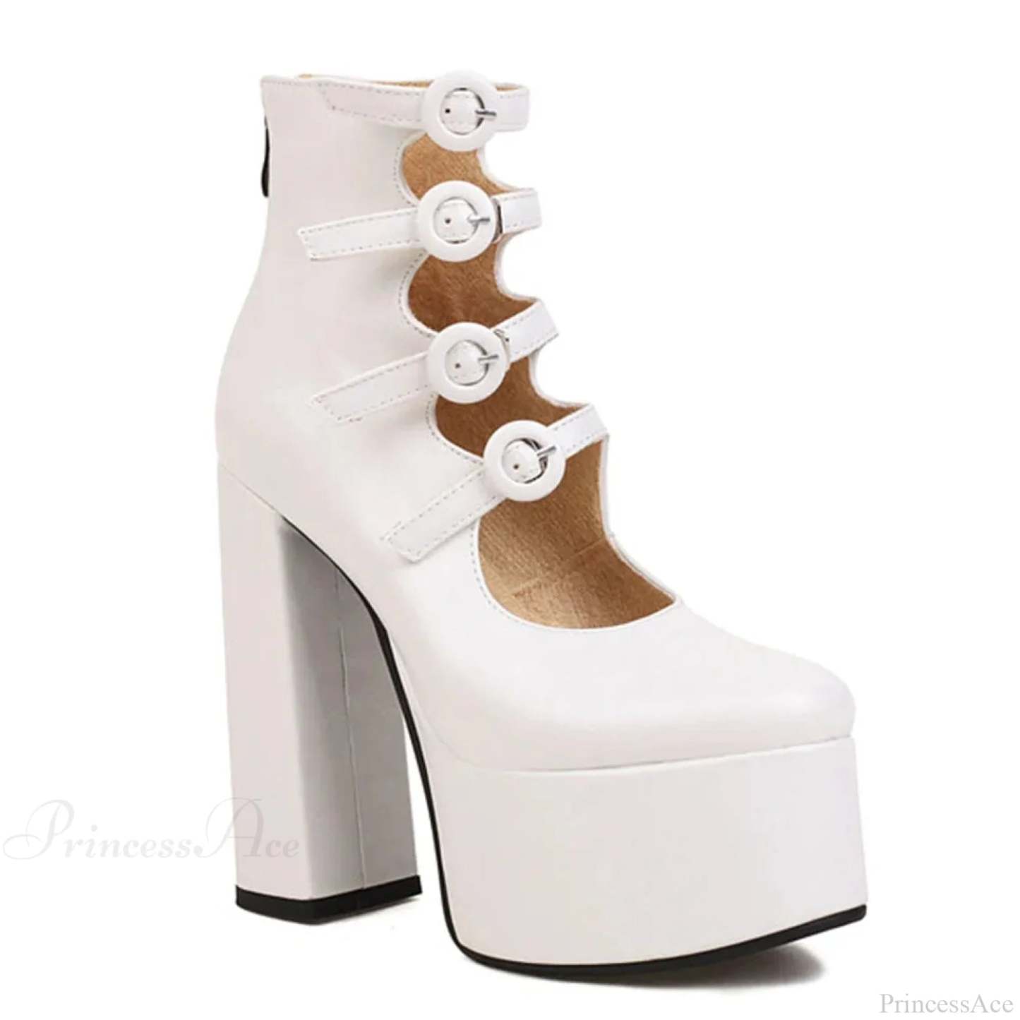 Platform Tall Heels Summer Cutout Dark Boot white B / 4