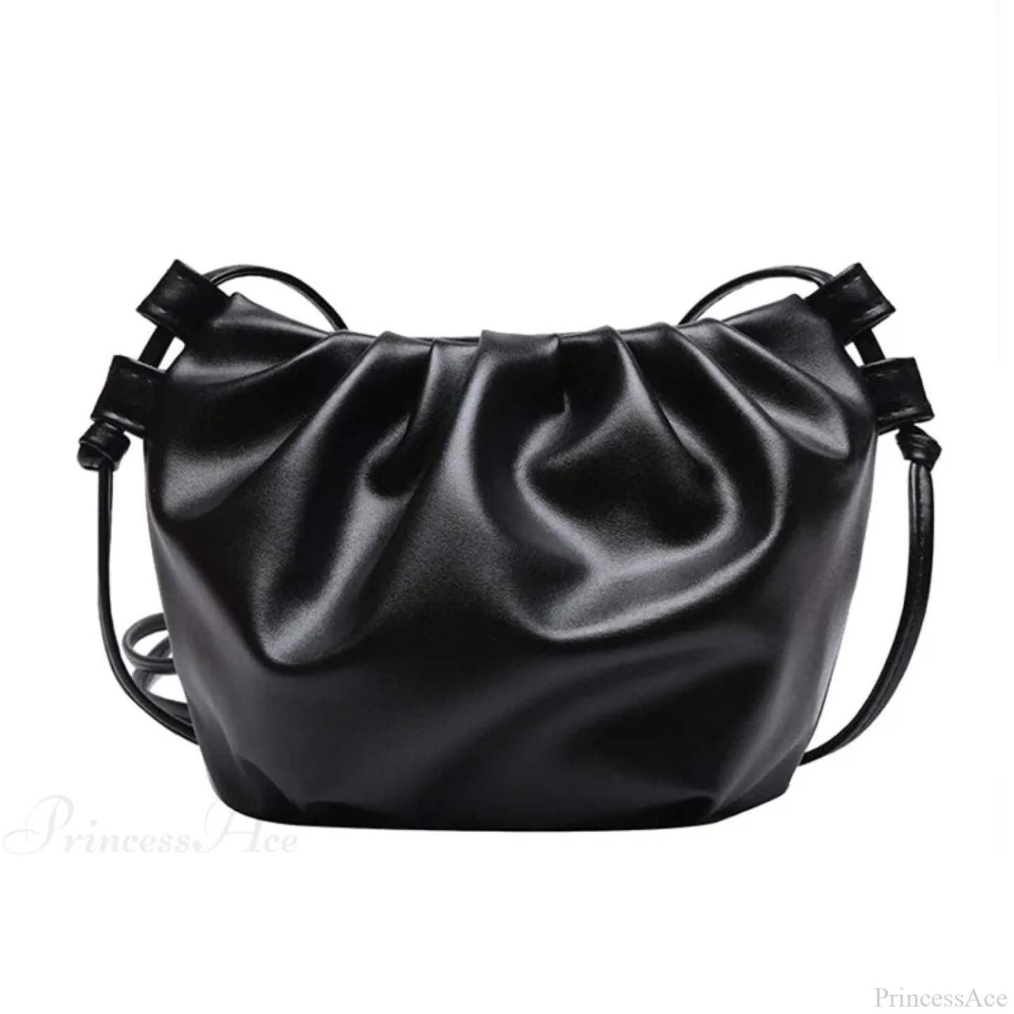 Pleated Mini Zipper Cloud Crossbody Bag Black crossbody-250126
