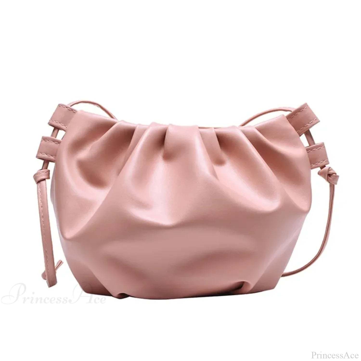 Pleated Mini Zipper Cloud Crossbody Bag Pink crossbody-250126