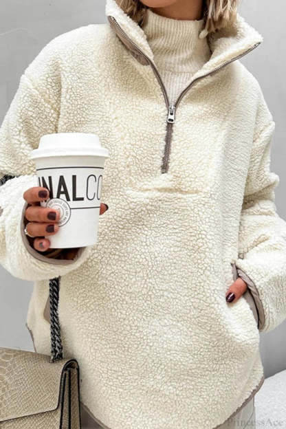 Plush Fleece Stand Collar Loose Sweatshirts