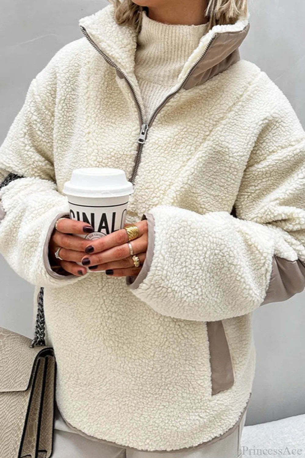 Plush Fleece Stand Collar Loose Sweatshirts