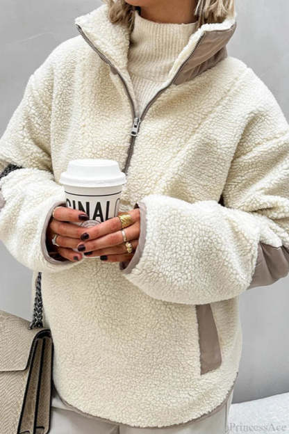 Plush Fleece Stand Collar Loose Sweatshirts