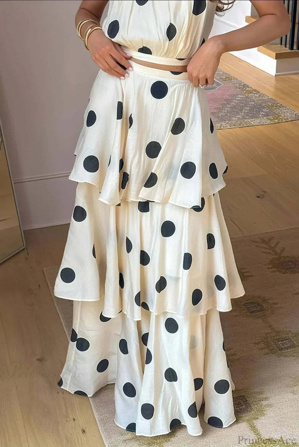 Polka Dot Halter Top Skirt Tow Pieces Set