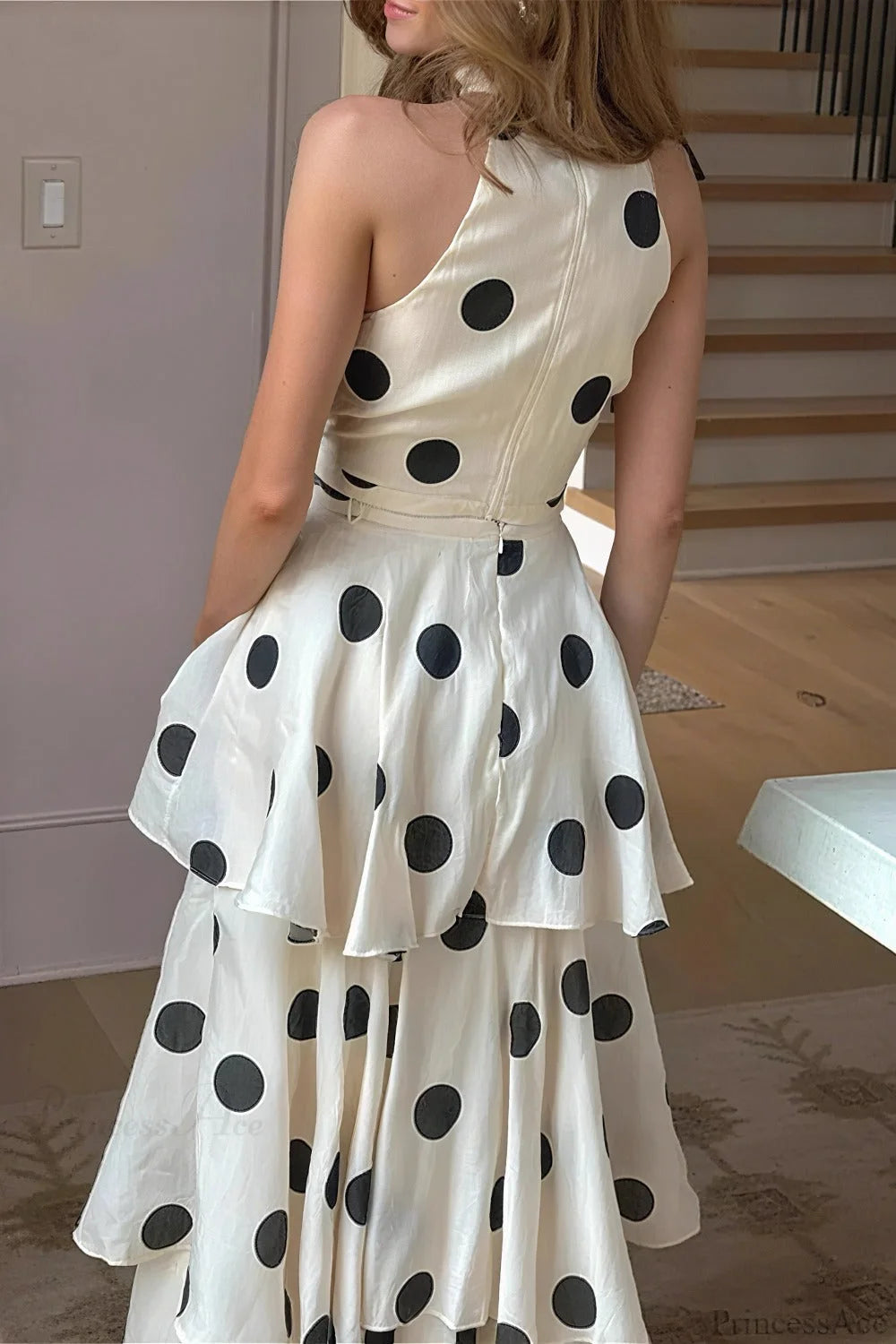 Polka Dot Halter Top Skirt Tow Pieces Set