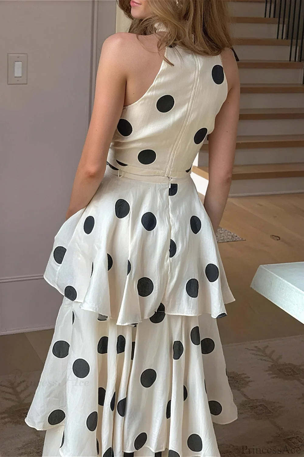 Polka Dot Halter Top Skirt Tow Pieces Set