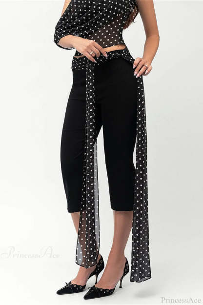 Polka Dot Off Shoulder Crop Top Tow Pieces Set