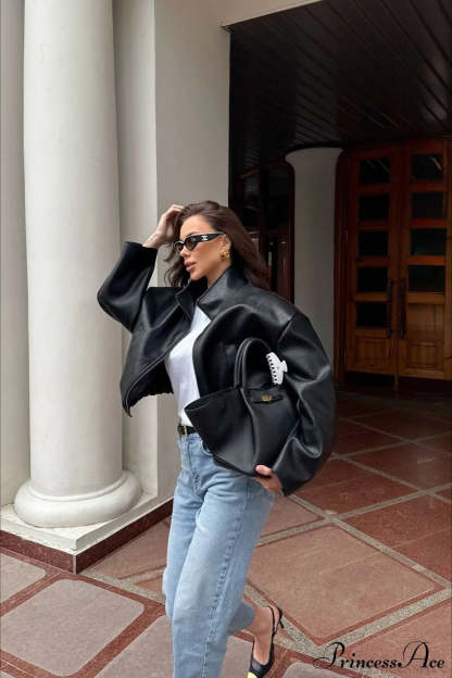 Premium Black PU Leather Jacket Coat