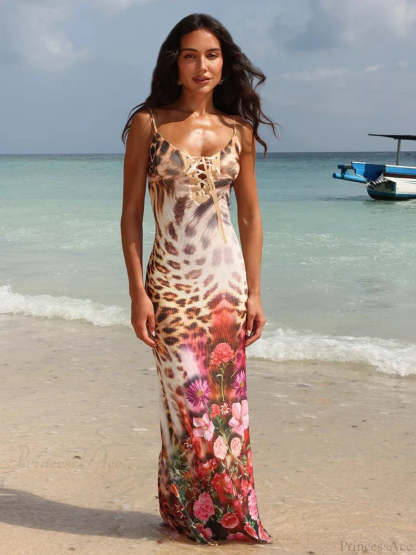 Print Elegant Maxi Vacation Dress MULTI / S vacationdress-250223