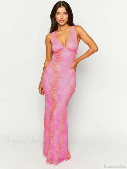 Print Elegant Maxi Vacation Dress vacationdress-250223