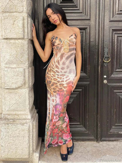 Print Elegant Maxi Vacation Dress vacationdress-250223