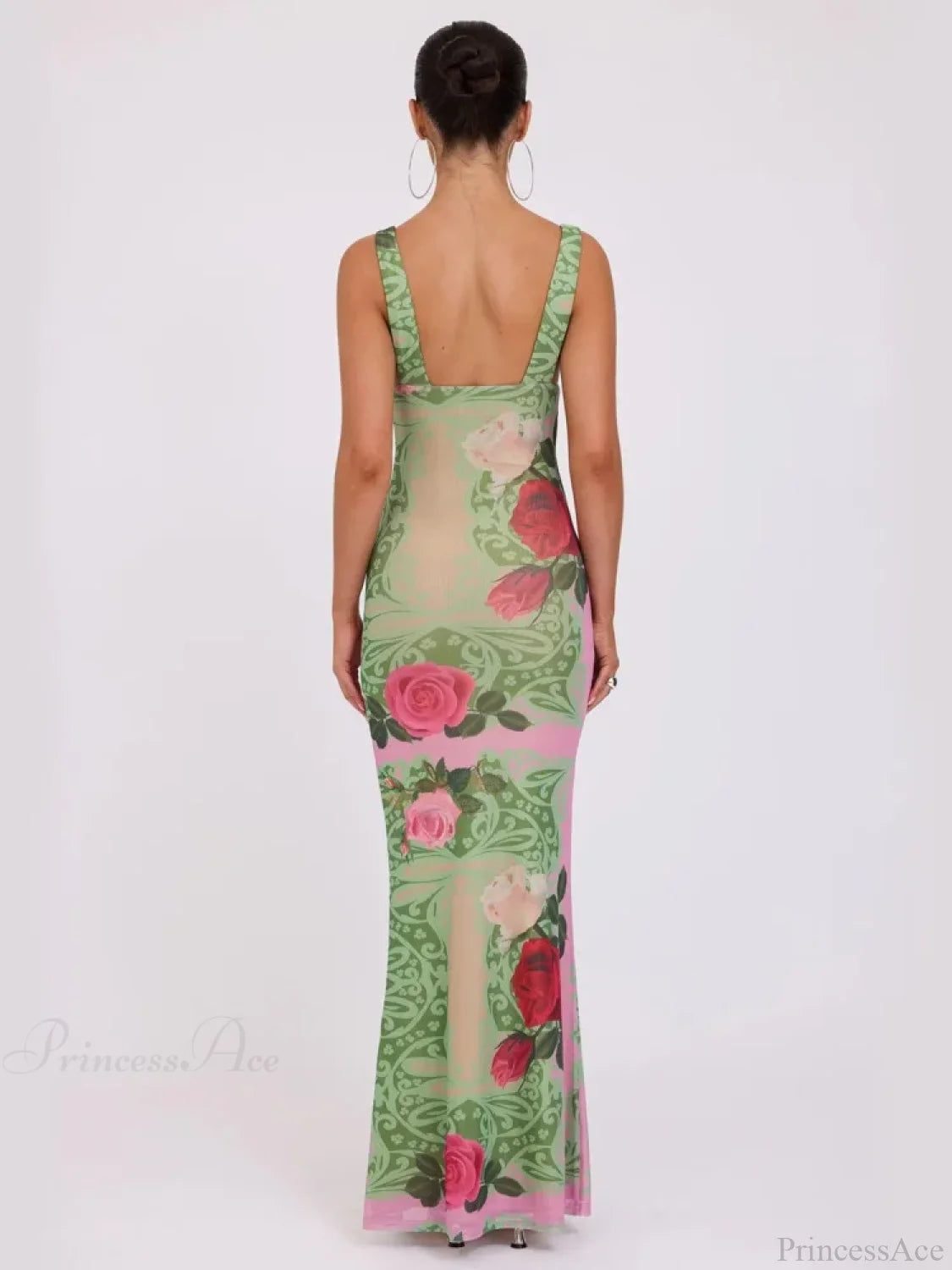 Print Slim Elegant Maxi Vacation Dress vacationdress-250223