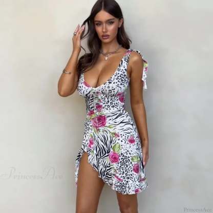 Print Slim Spaghetti Strap Vacation Dress vacationdress-250223