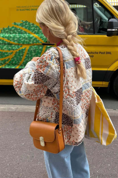 Printed Quilted Puffer Big Pocket Coat