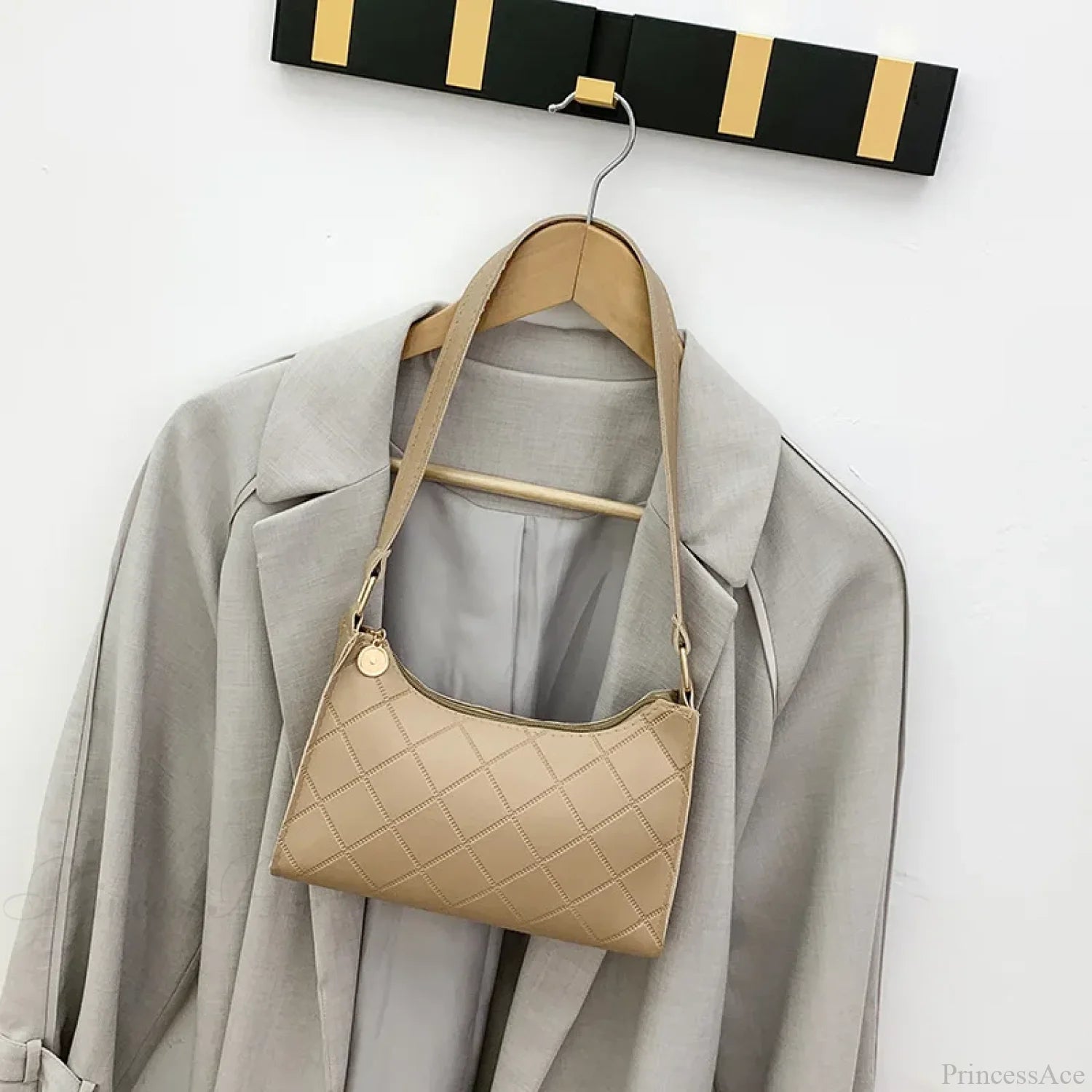 PU Leather Shoulder Messenger Bag for Women Beige shoulder-250126