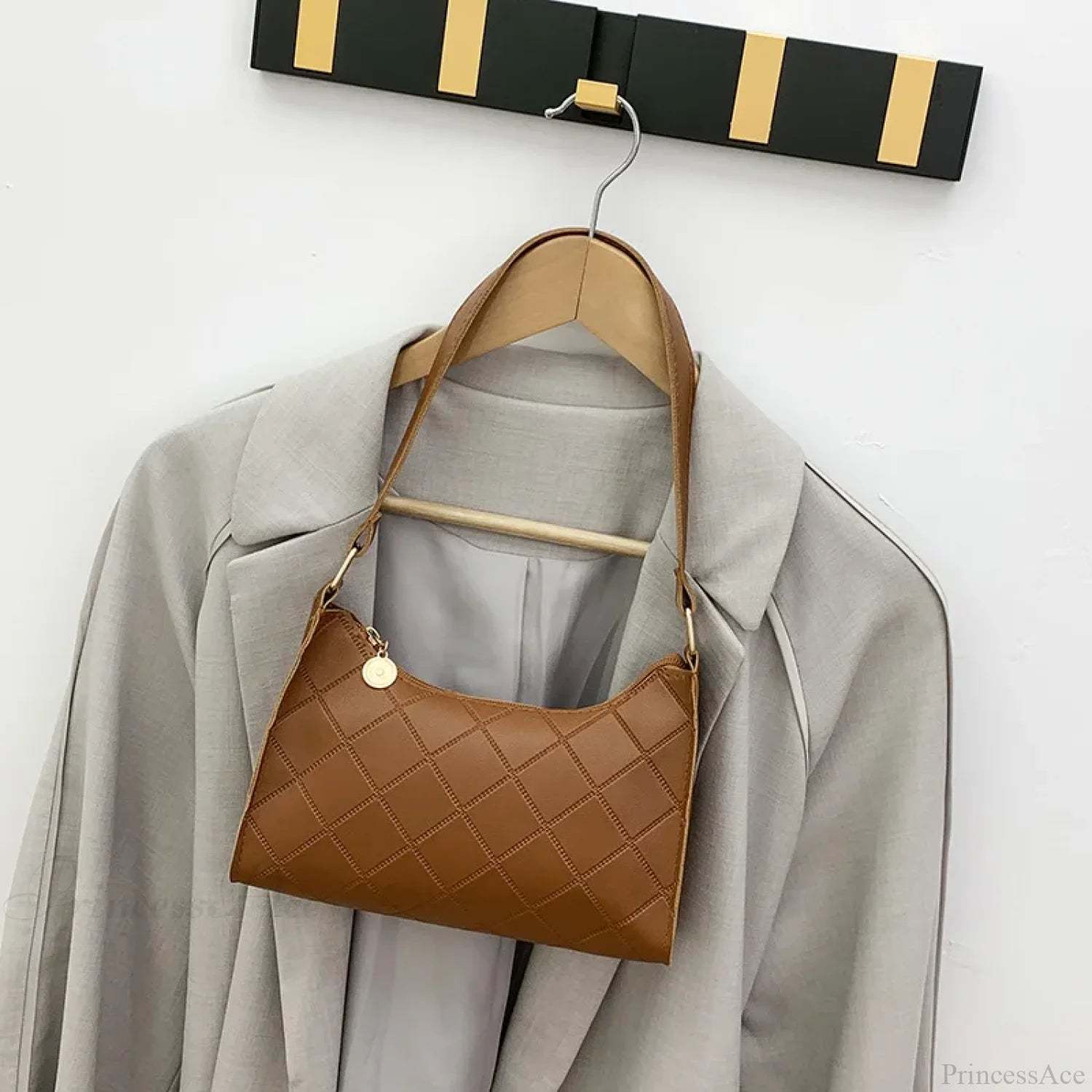 PU Leather Shoulder Messenger Bag for Women Brown shoulder-250126