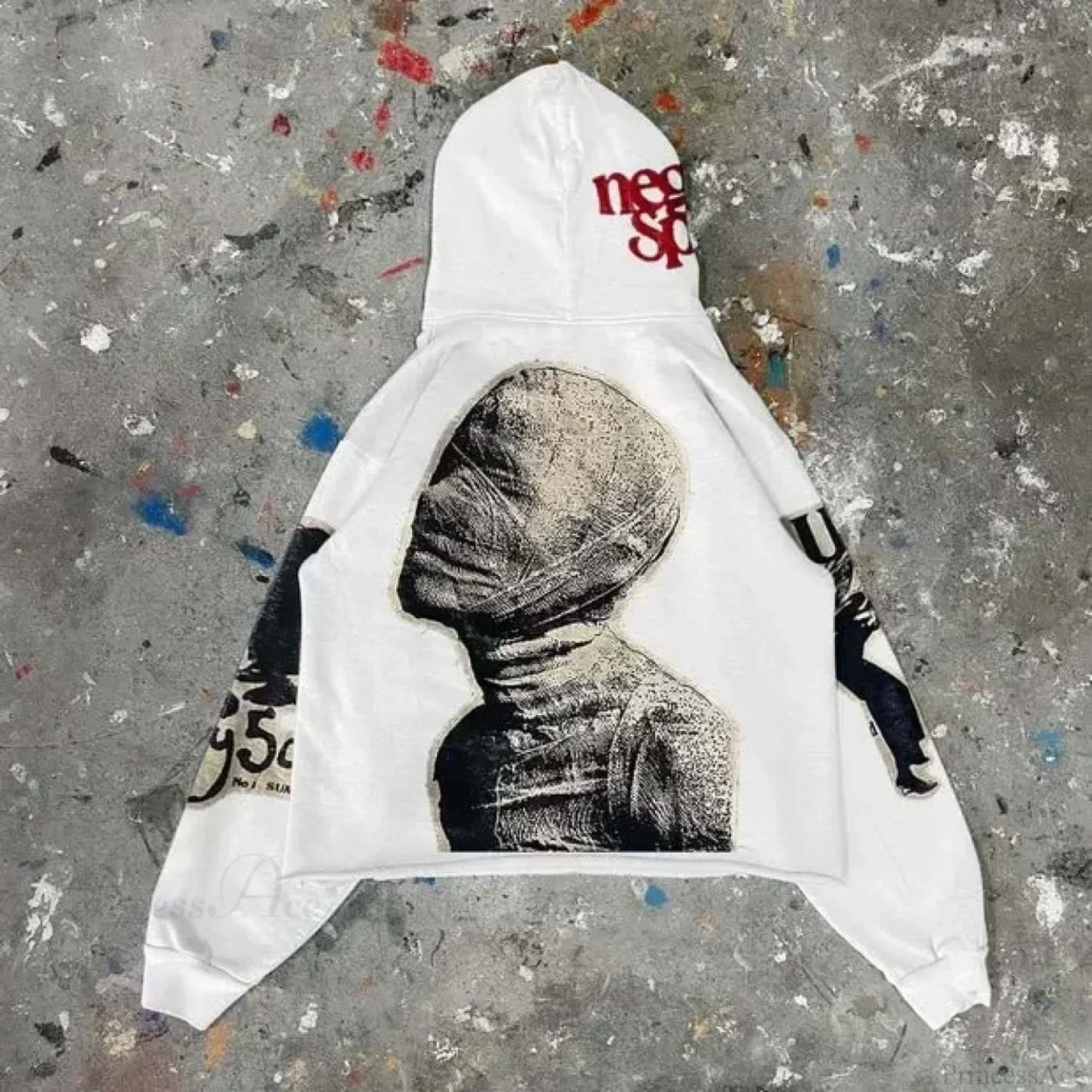 Punk Mummy Print Oversized Hoodie white 1 / S