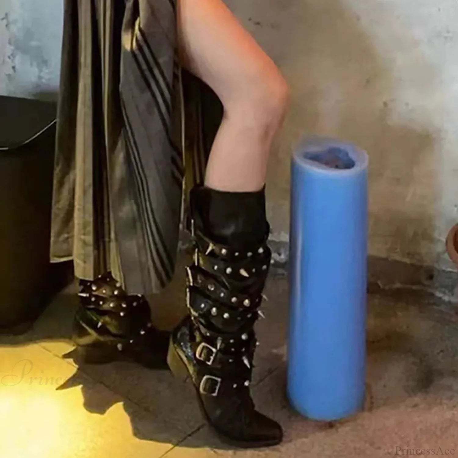 Punk Rivet Tall Chunky Gothic Boot