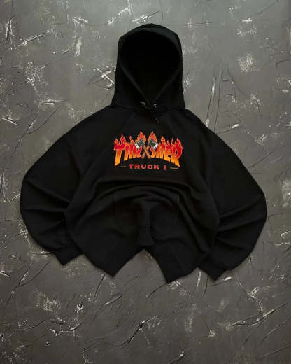 Punk Style Vintage Loose Sweatshirt black 4 / M