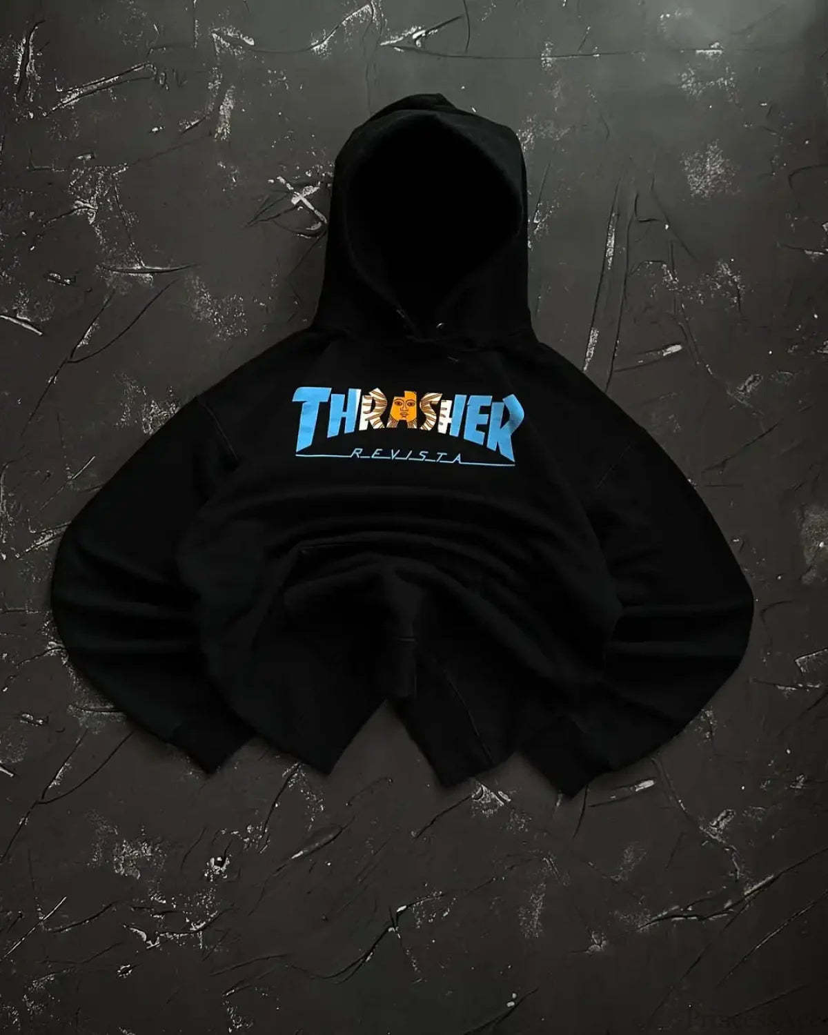 Punk Style Vintage Loose Sweatshirt black 6 / M