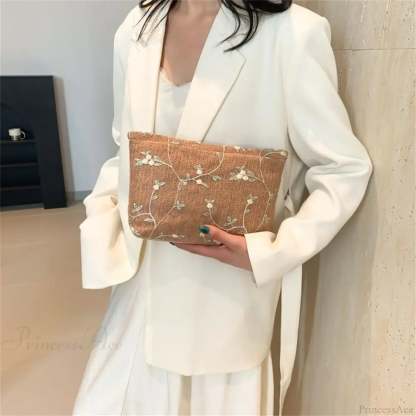 Rattan Handheld Straw Clutch Wristlet wristlet-250126