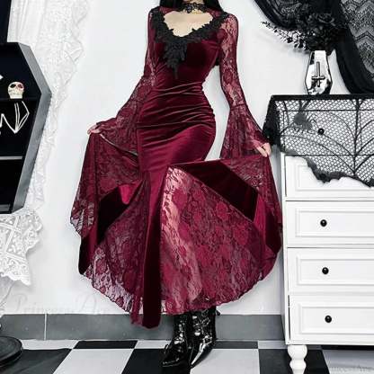 Red Lace Slim Fit Rebel Midi Dress Wine / S