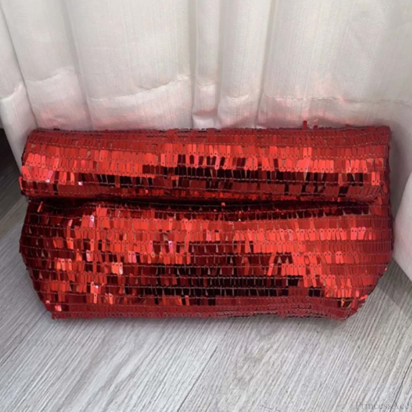 Red Sequin Leather Clutch Bag Wristlet RED wristlet-250126