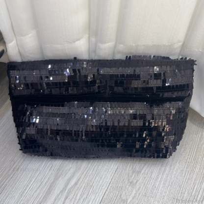 Red Sequin Leather Clutch Bag Wristlet BLACK wristlet-250126
