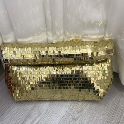 Red Sequin Leather Clutch Bag Wristlet GOLD wristlet-250126