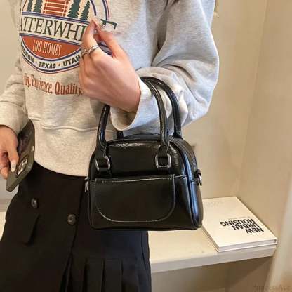 Red Solid PU Leather Underarm Shoulder Bag shoulder-250126