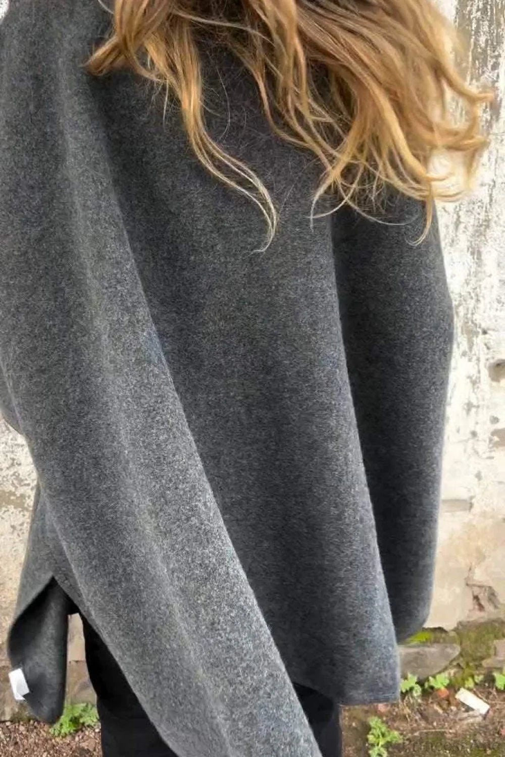 Relaxed Long Sleeve Wide Lapel Fur Collar Cape Overcoat