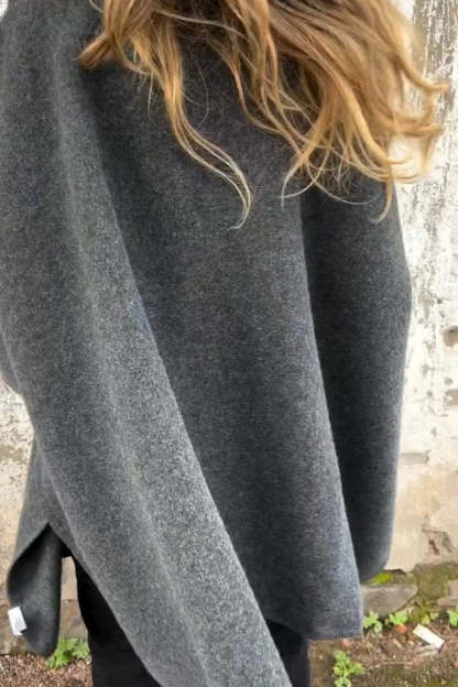 Relaxed Long Sleeve Wide Lapel Fur Collar Cape Overcoat