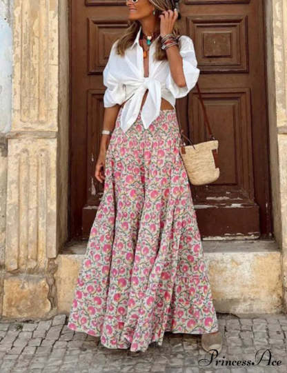 Resort Style Stylish Casual Printed Skirt Dresses